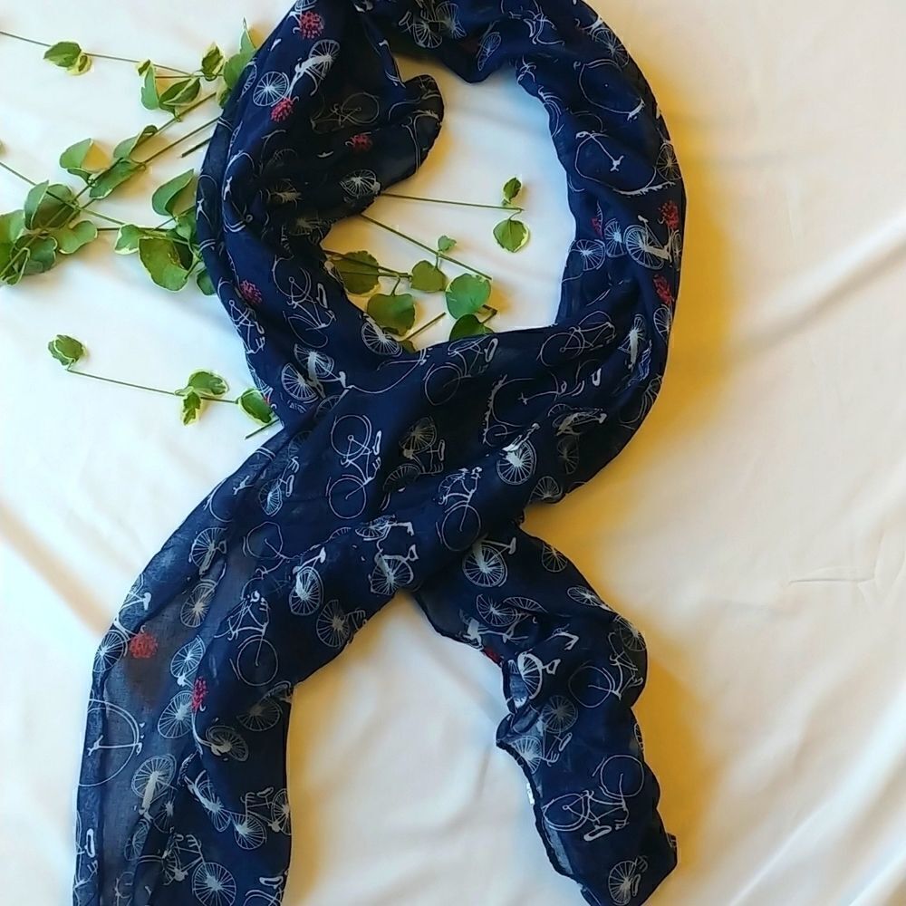 Boutique Scarf. Beautiful Scarf with Bike Art. Like New